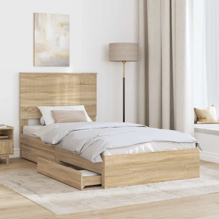 vidaXL Aufbewahrungsbett Sonoma-Eiche 100 x 200 cm Holzwerkstoff 3411238 – Bild 2