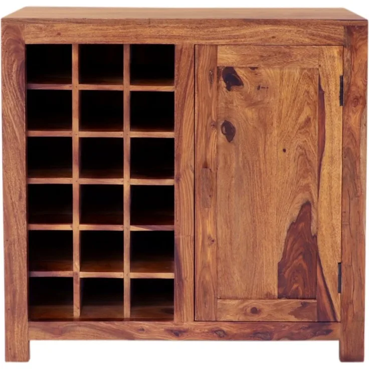 Barschrank Kali 90x90x45 aus indischem Sheesham-Massivholz