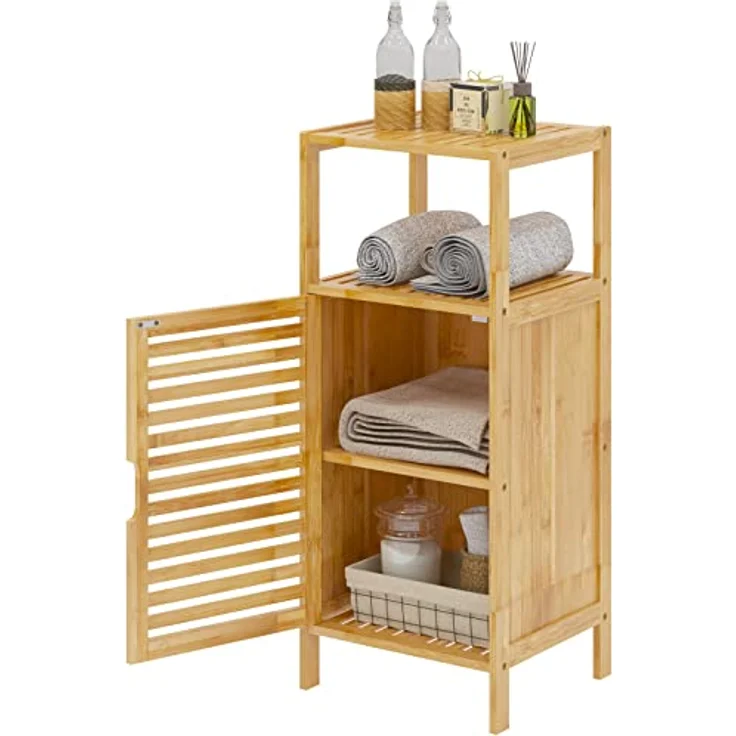 SogesHome Buffets Bambus Beistellschrank Konsole Badezimmerschrank Aufbewahrungsschrank Schrank für Küche Wohnzimmer Badezimmer Hoch- & Midischränke Unterschränke fürs Bad – Bild 7