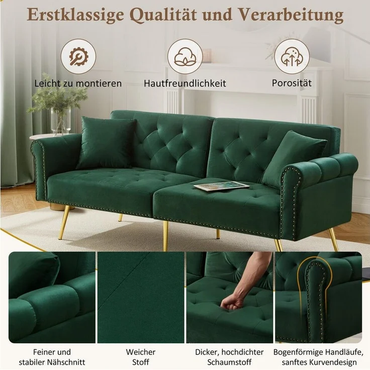 Odikalo 2-Sitzer Polstersofa Relaxsofa Lounge Sessel Verstellbar Rückenlehne Mehrfarbig – Bild 2