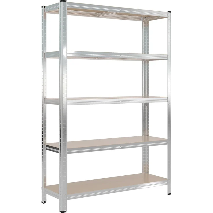 Wiltec Schwerlastregal 120 x 40 x 180 cm, Gesamtlast 875kg, Steckregal verzinkt aus Stahl, Lastenregal mit 5 Ablagen, Werkstattregal – Bild 1