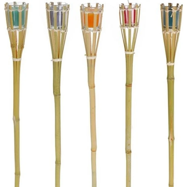 Bubble-Store Gartenfackel Bambus Gartenfackel 5er Set, Kerze mit Citronella Duft im Glas, Kerze, Gartenfackel für Draußen – Bild 4