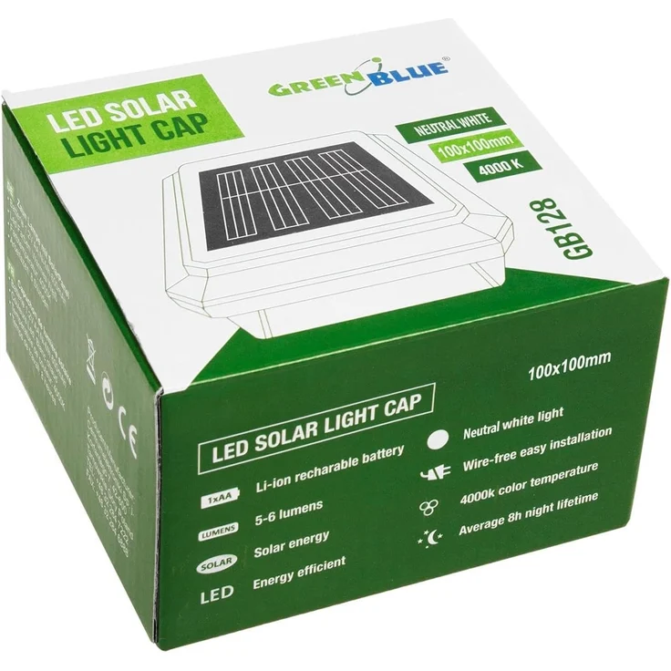 GreenBlue LED Gartenleuchte Solarmastleuchte für Zaun Outdoor geeignet, LED fest integriert, Warmweiß, solarbetriebene LED Gartenlampe für Garten und Zaun wetterfest – Bild 3