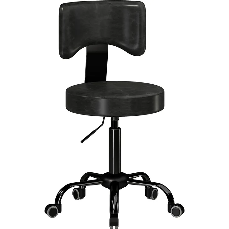MELAYR, Rollhocker, Höhenverstellbar von 72 bis 87,5 cm, Schwarz