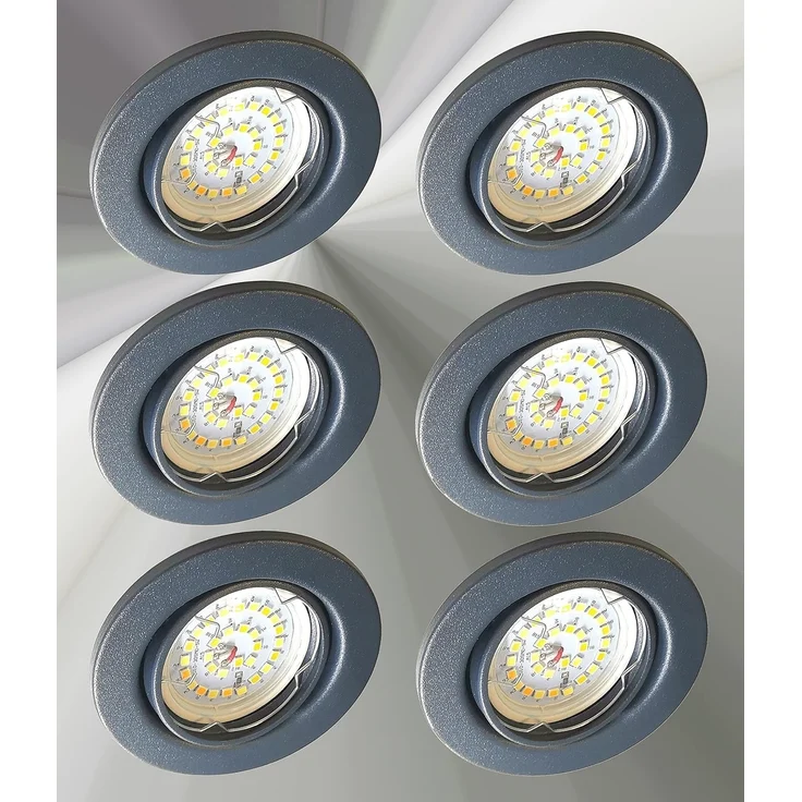 TRANGO LED Einbauleuchte, 6er Set 6729-061M36K LED Einbaustrahler Anthrazit matt inkl. 6x 5 Watt CCT Farbtemperatur Steuerung 2700K-4000K-6500K LED Modul, Einbauspot, Deckenleuchte, Downlight, Deckenlampe – Bild 1