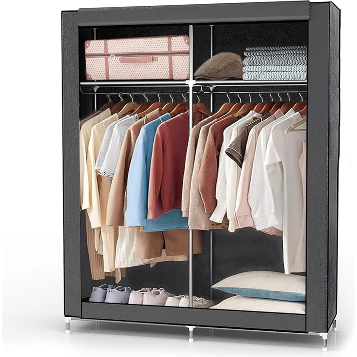 Intirilife Kleiderschrank (Stoffschrank, 1-St) Faltschrank 170x108x45 cm - Kleiderschrank Camping Kleiderstange – Bild 1