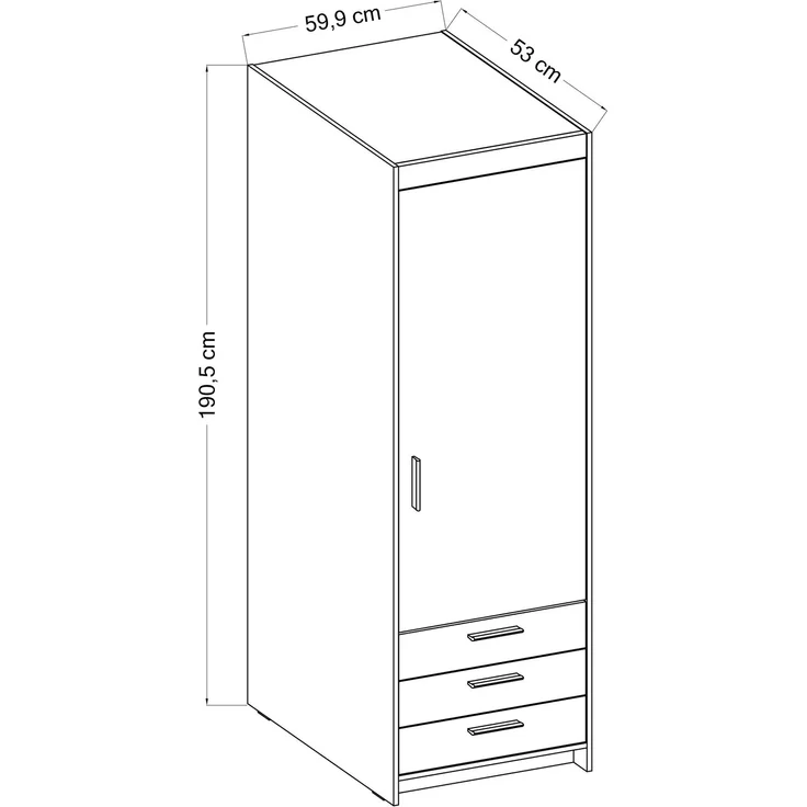 AX LIVING Schlafzimmer Schrank Storicos 1T3S Sonoma Eiche 59,9cm breit – Bild 4