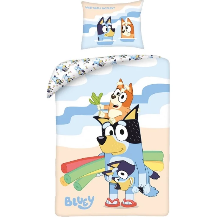 Bluey Bettwäsche Set aus Baumwolle Bettdeckenbezug 140 × 200 cm mit 70 × 90 cm Kissenbezug
