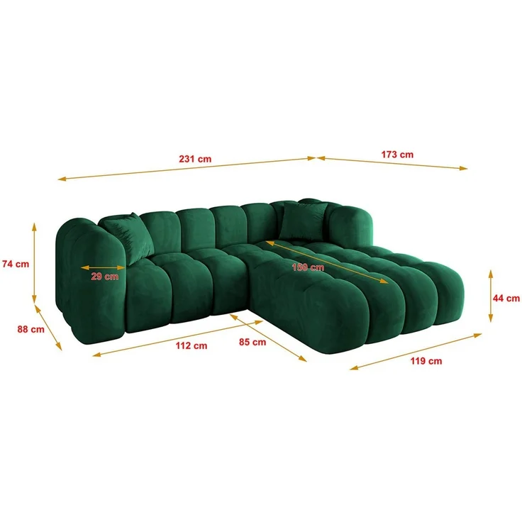 ALTDECOR Ecksofa OLEA-L1, Sofa Praktische Bequeme Funktionsecke Couch L-Form Eckcouch, Corner Sofa L-Form Vielseitige Sofa Wohnzimmer 231 x 173 x 74 – Bild 4