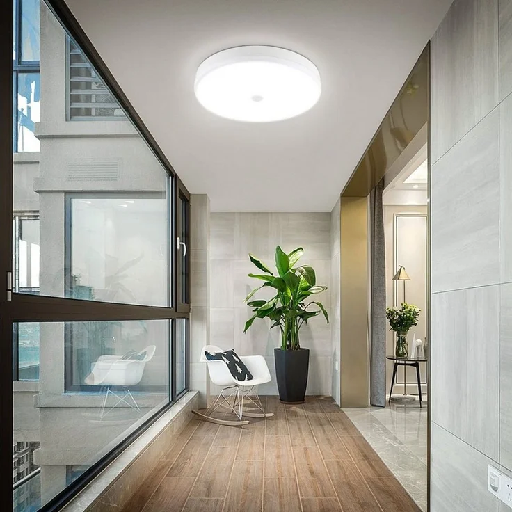 LETGOSPT Deckenleuchte LED Deckenleuchte mit Bewegungsmelder Sensor Leuchte Balkon Lampe, IP54 Wasserfest, LED fest integriert, Kaltweiß, 18W 1800LM, Deckenlampe 6500K für Balkon Flur Garage Treppe Gang – Bild 2