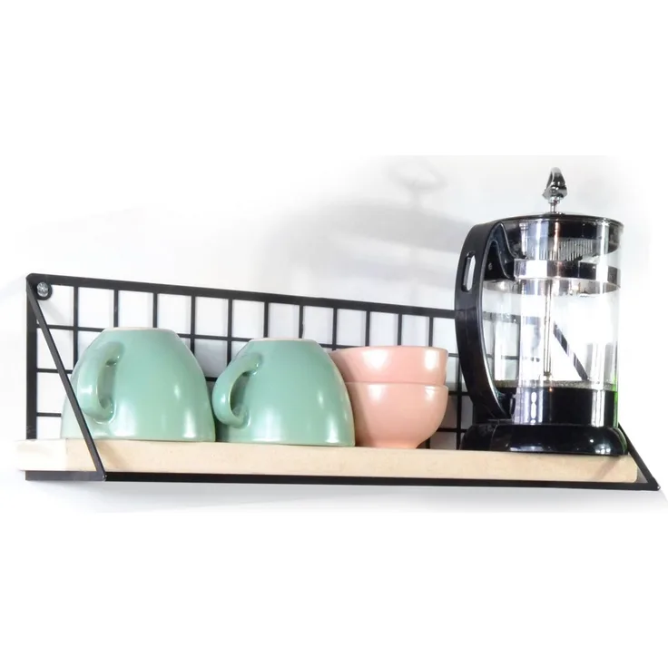 Skye Decor 'Wbask - 003' Metall-Küchenregal, Schwarz / Natur, 38 x 12,5 x 12 cm