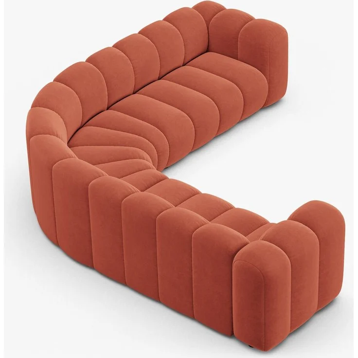 Micadoni symmetrisches Ecksofa Lupine 5-Sitzer mittelgroß Samt Venus Koralle – Bild 5