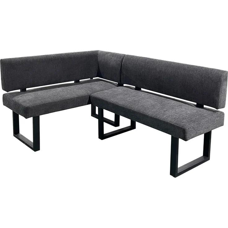 byLIVING Eckbank Vancouver/Webstoff anthrazit/Metall Gestell schwarz pulverbeschichtet/Taschenfederkern/Langer Schenkel rechts/Küchenbank/Sitzbank/ 125x181,5, H 86 cm – Bild 1