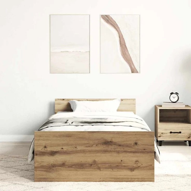 vidaXL Bettgestell ohne Matratze Artisan-Eiche 90x190cm Holzwerkstoff 857479 – Bild 3