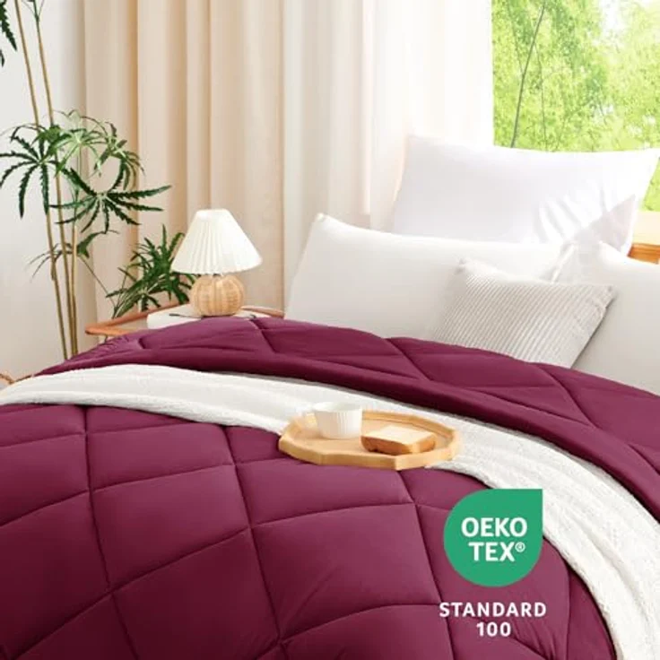 WAVVE Bettdecke 220x240 cm Ganzjahresdecke 4 Jahreszeiten, Steppdecke 300gsm Mikrofaser 240x220cm, Super Weiche Zudecke Schlafdecke Atmungsaktive 220 x 240 Rot – Bild 7