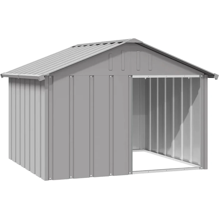 vidaXL Hundehütte Grau 116,5x103x81,5 cm Verzinkter Stahl 171542 – Bild 2