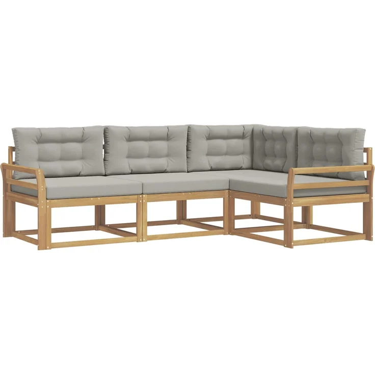 vidaXL Outdoor-Sofagarnitur 4 stk. Weiß und Hellgrau 3386375 – Bild 2