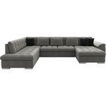 Mirjan24 Ecksofa 'Niko' mit Bettkasten und Schlaffunktion, Grau / Schwarz, 147 x 85 x 23 cm, Rechts