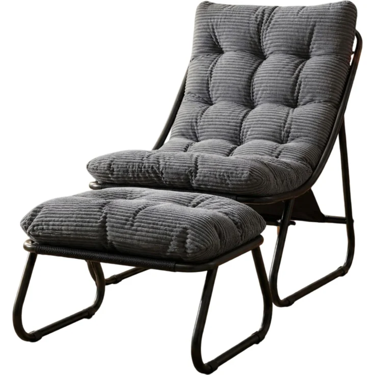 Lounge-Sessel mit Hocker, Stahlgestell, 65x78x86 cm, Grau – Bild 7