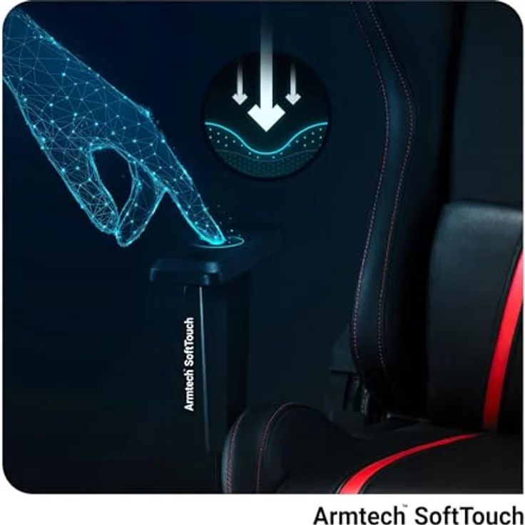 Diablo Chairs Gaming-Stuhl X-One 2.0 Kleiner Drehstuhl Ergonomischer Stuhl Mit Kopfstütze Und Lendenkissen Öko-Leder HDS Tilttech System HR-Schaumfüllung 64 x 33 x 120 cm Schwarz-Rot – Bild 12