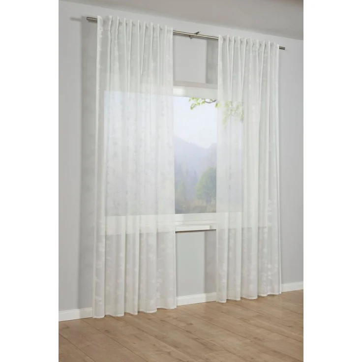 GARDINIA Gardine Schal mit Gardinenband Ausbrenner Baumwollblüte, verdeckte Schlaufen (1 St), transparent, Stoff Ausbrenner mit Baumwollblüte Motiv – Bild 5