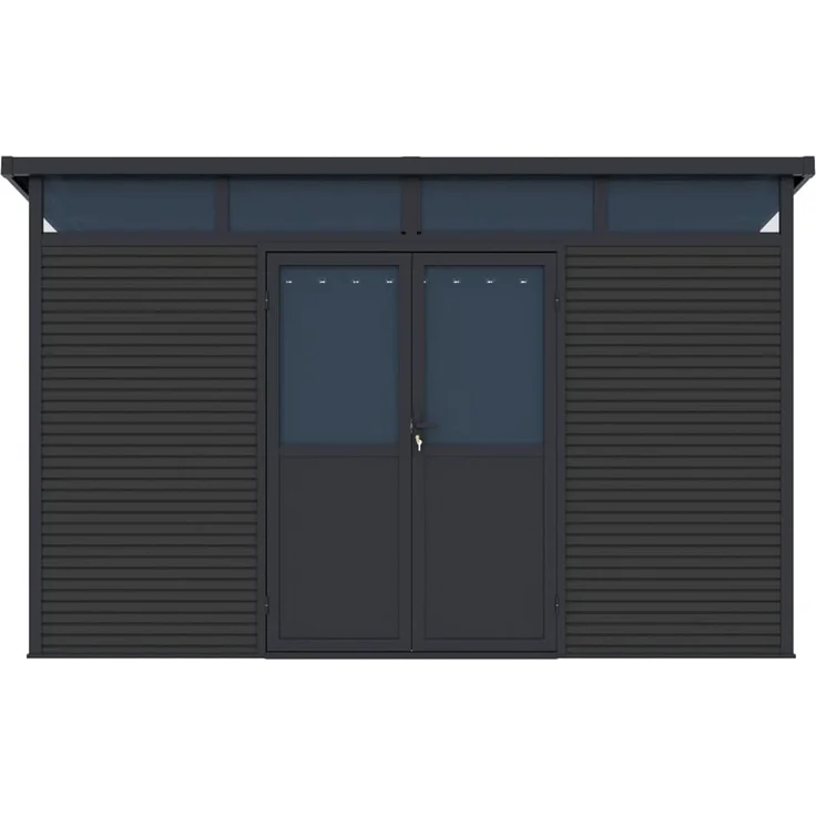 Weide Gartenhaus | Aluminium & WPC | Gerätehaus mit Doppeltür | 338x218x226 cm | Wetterfest in Anthrazit – Bild 3