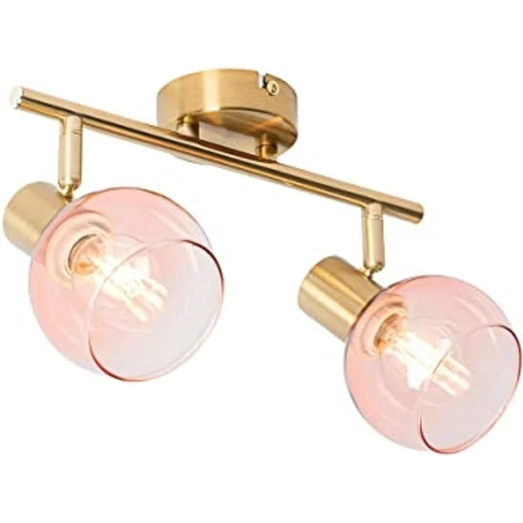 Qazqa LED Aufbaustrahler Vidro, ohne Leuchtmittel, E14, Rosa, Art Deco, Stahl, 2-flammig – Bild 1