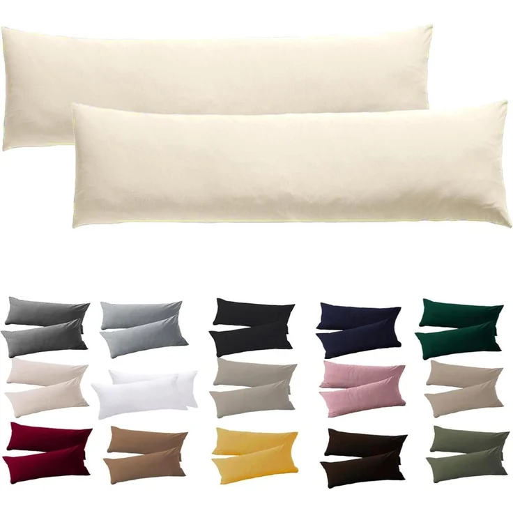 Seitenschläferkissen Bezug Mikrofaser 40 x 145 cm 2 Stück Creme – Bild 1