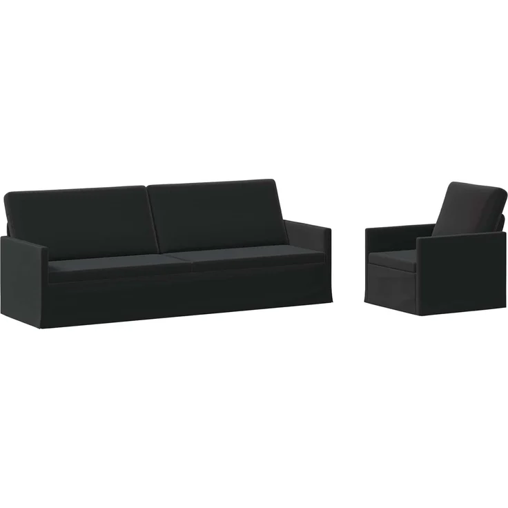 vidaXL Sofa-Set 2 pcs Schwarz Samt (V) 3433235 – Bild 1