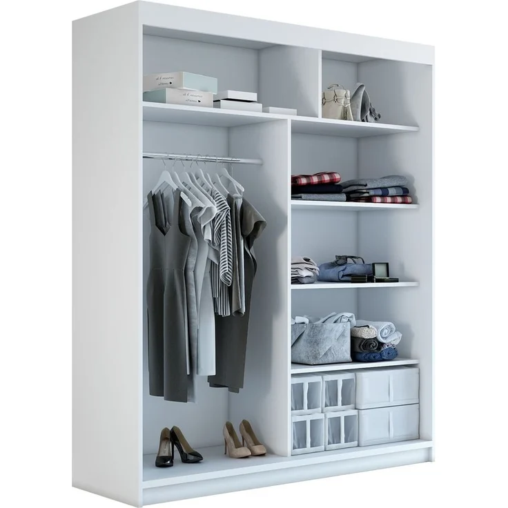 Schwebetürenschrank COLIN 2-türig Schrank 180 cm Farbe: Schwarz , weiß – Bild 3