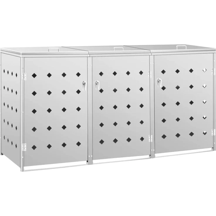 vidaXL Mülltonnenbox für 3 Tonnen 240 L Edelstahl 145381 – Bild 2