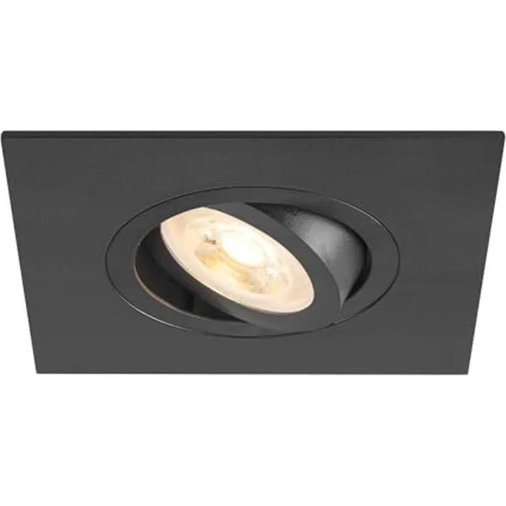 SLV NEW TRIA® 75 XL, Deckeneinbauleuchte, quadratisch, max. 10W, GU10, schwarz - Einbauleuchten
