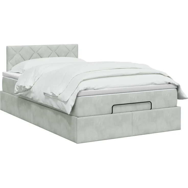 vidaXL Ottoman-Bett mit Matratze und LED Hellgrau 120 x 190 cm Samt 3457197 – Bild 3