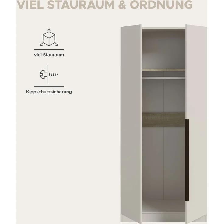 Kopenhagen Kleiderschrank 2-türig in Kaschmir Nachbildung – Bild 9