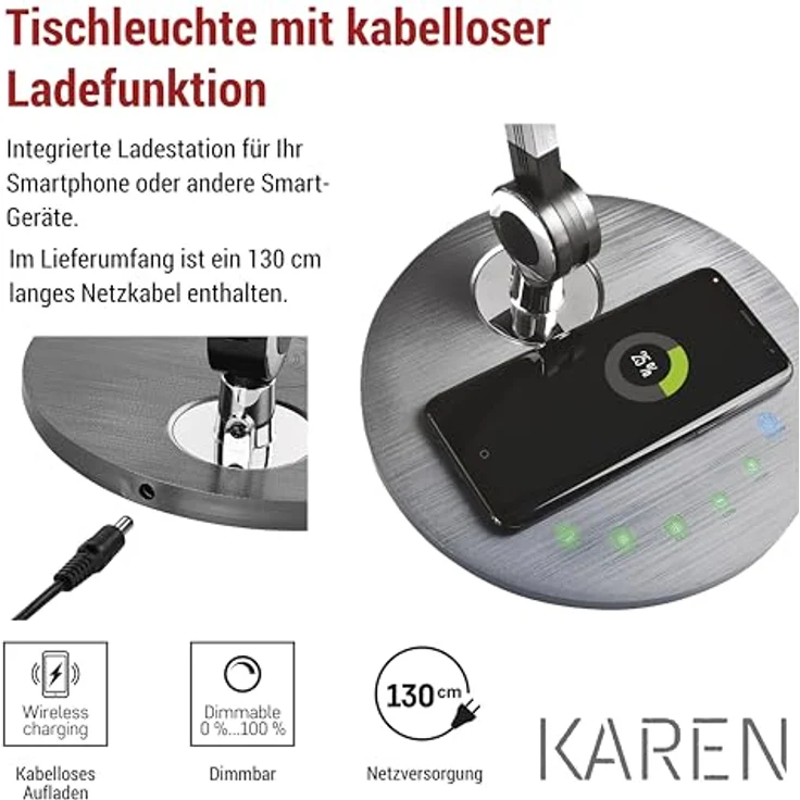 EMOS LED Schreibtischlampe KAREN, schwarz, dimmbar mit wählbaren Farbtemperaturen und 640 lm Lichtstrom – Bild 2