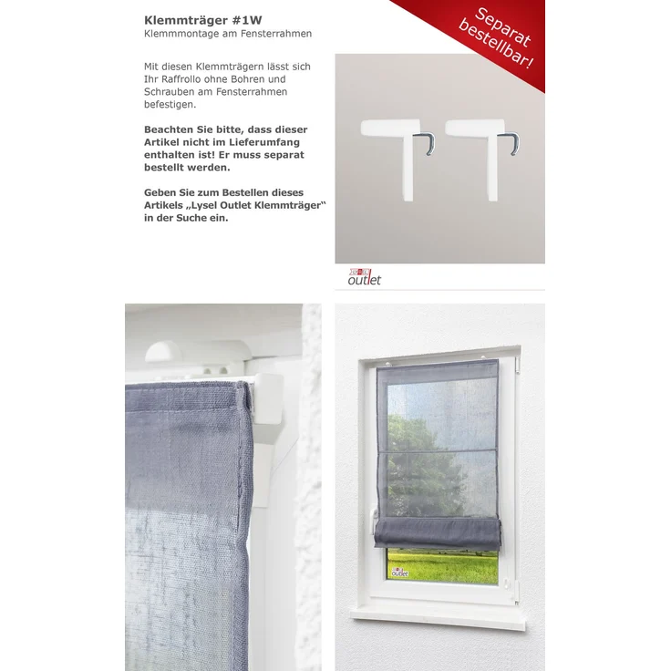 Lysel Outlet Raffrollo grau, transparent mit Schnurzug (B x H) 120cm * 170cm – Bild 9