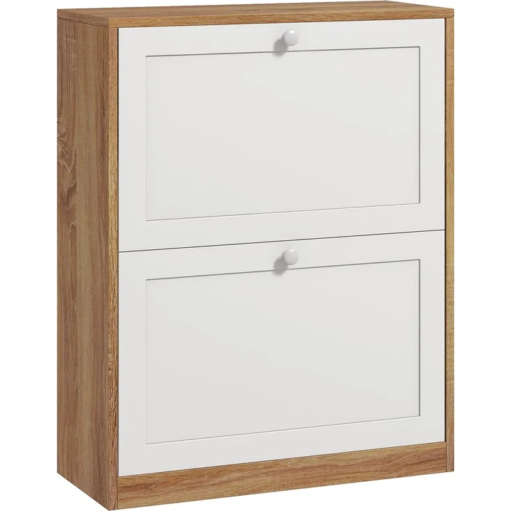Schuhregal „Slim“ mit 3 verstellbaren Einlegeböden auf 2 Ebenen für 12 Paar Schuhe, aus Spanplatte und MDF, 60 x 24,5 x 75,5 cm