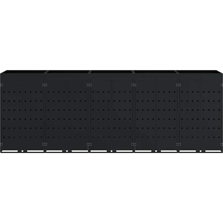 vidaXL Wagenmüllbehälter für 5 Behälter Schwarz 340 x 77,5 x 121,5 cm 3394741 – Bild 7