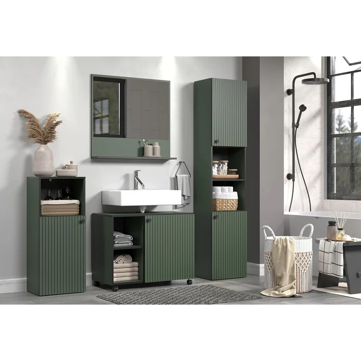 Badezimmer Hochschrank Bliss in grün 40 x 186 cm – Bild 7