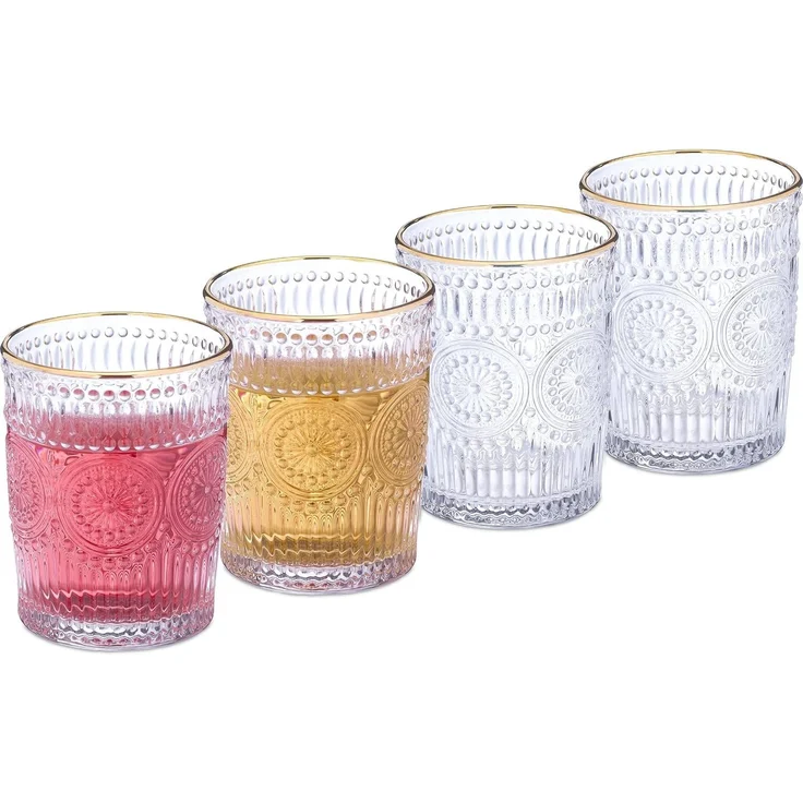 Relaxdays Vintage Trinkgläser 4er Set 300 ml – Bild 1