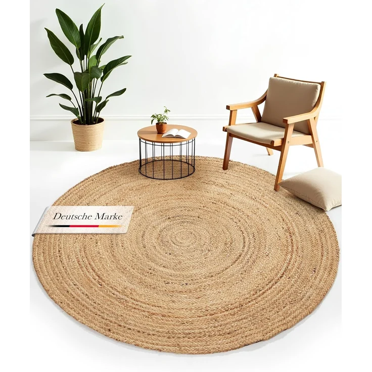 carpetfine Teppich Nele Juteteppich Naturfaser, rund, Höhe: 6 mm, geflochtener Wendeteppich aus 100%Jute, in rund und oval, viele Größen