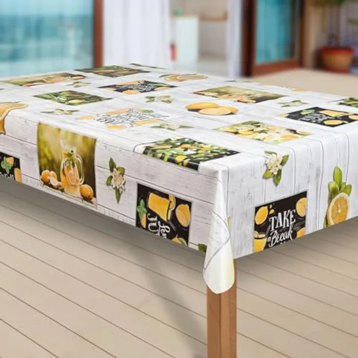 laro Tischdecke Wachstuch-Tischdecken Blumen grau weiss rechteckig