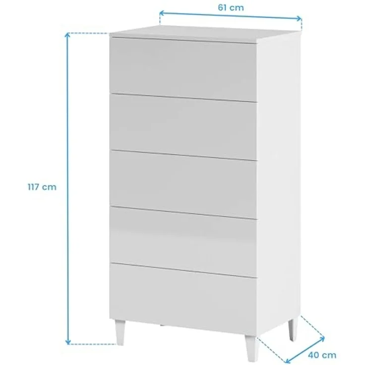 Calicosy Kommode 5 Schubladen Loft - L61 cm - Weiß – Bild 3