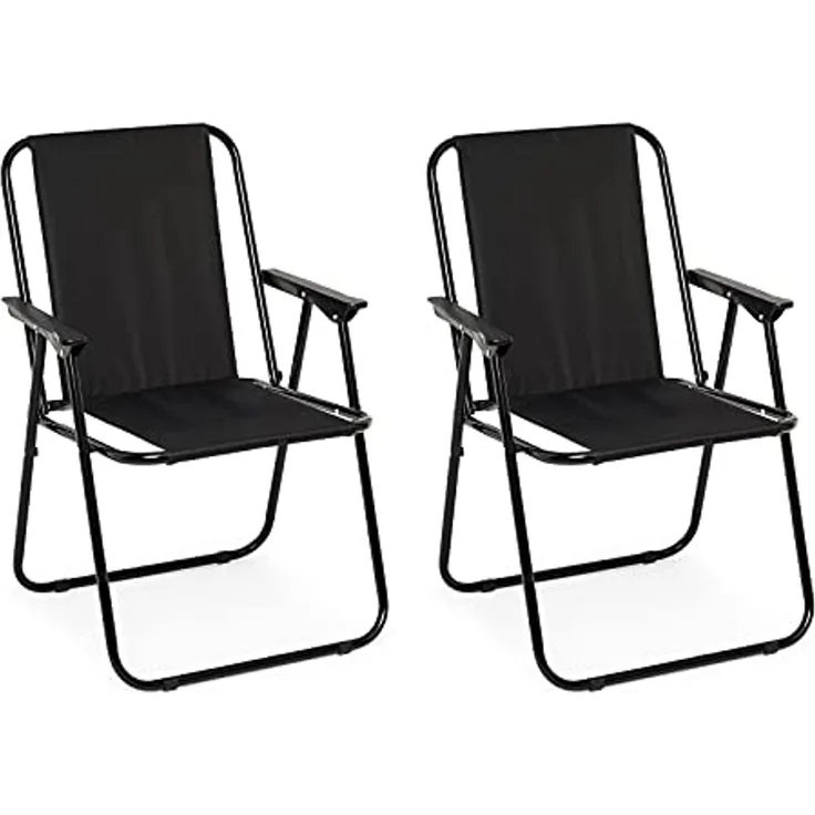 IntimaTe WM Heart Campingstuhl, Faltbarer Stuhl mit Armlehne, 2er Set Klappstuhl Angelstuhl Bequemer Strandstuhl, Tragbarer Relaxstuhl, bis 90kg Belastbar Schwarz