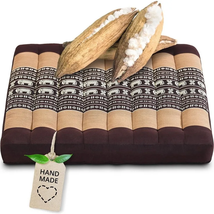 livasia Sitzkissen Sitzkissen 50 cm, vegan und handgefertigt, 50x50x6cm, Kapok