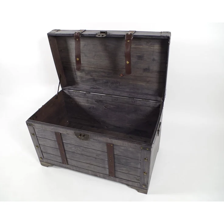 Kobolo Truhe Kiste KUBA aus Holz grau 80x45x50 cm – Bild 3