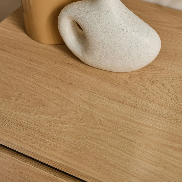 Calicosy 'MALAGA' Nachttisch mit 2 Schubladen, helles Holz, H55 cm - Helles Holz – Bild 6