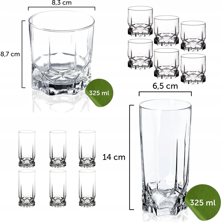 KADAX 12x Gläser 325ml für Getränke Getränke Wasserglas Glasset – Bild 3