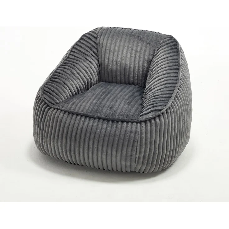 Bean Bag Stuhl mit Memory-Schaumstofffüllung, gestreifter Blasen-Plüsch, flauschig, gemütlich, gemütlicher Sofa für Wohnzimmer, Wohnungen und Schlafsäle--Dunkelgrau--98x92x73cm--YOUDENOVA – Bild 7