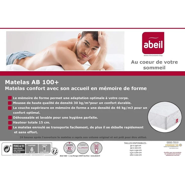 Abeil AB100 Matratze + Memory-Schaum, 160 x 200 cm – Bild 4